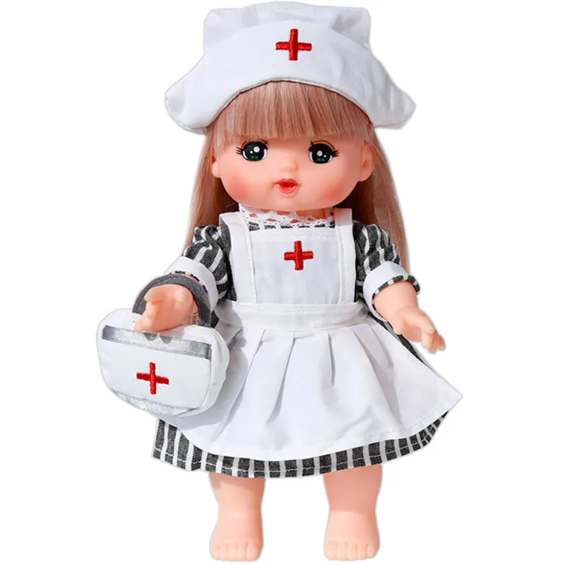 Mellchan doll clothes accessories 25CM cosplay doctor nurse clothes 4 piece skirt hat set baby clothes toys