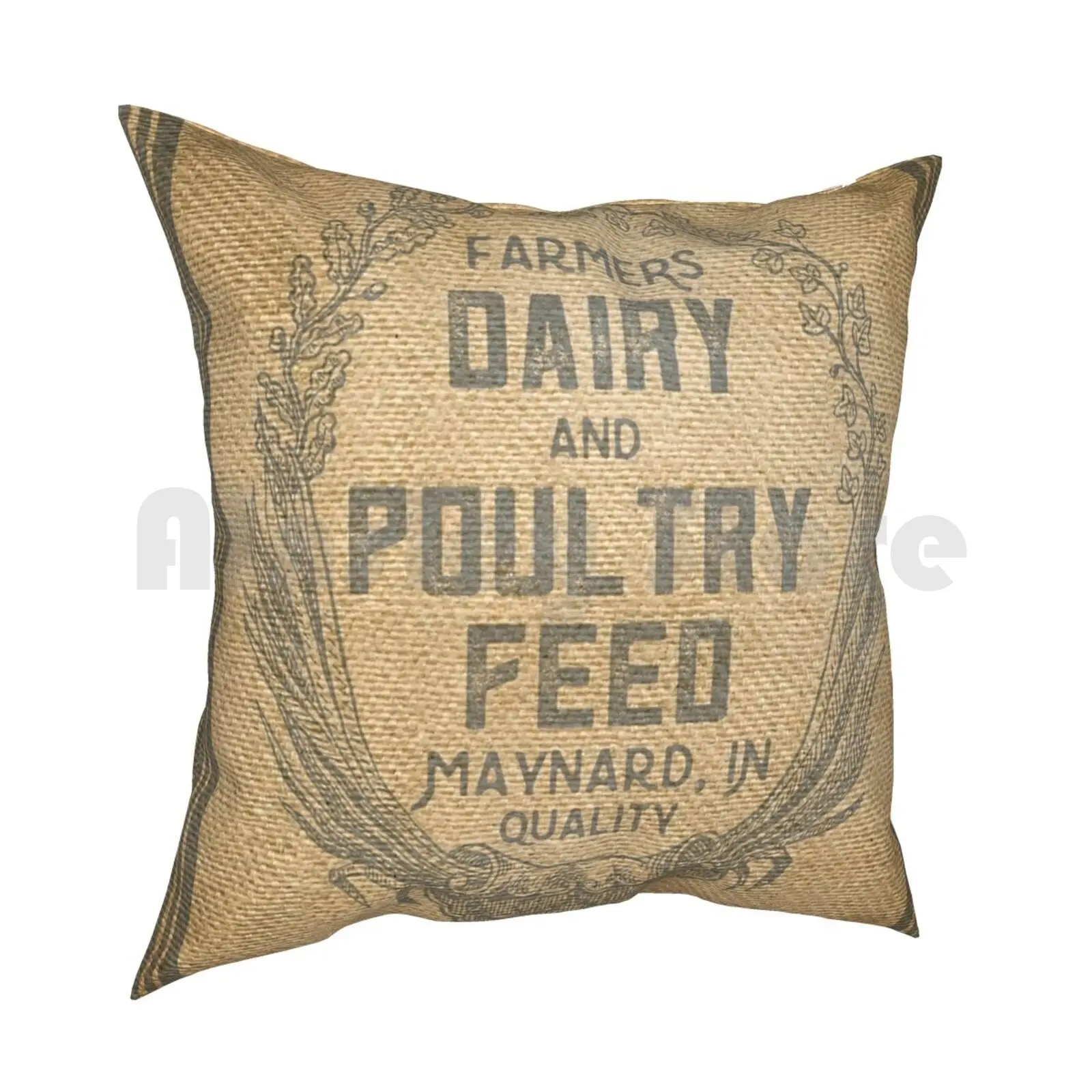 Vintage Burlap Style Dairy Poultry Feed Sack Design Pillow Case Printed Home Soft DIY Pillow cover Vintage Burlap Dairy Cow