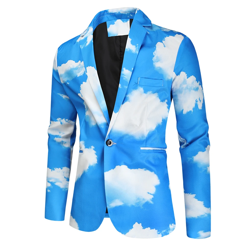 Mens Suit Jackets Sky Clouds 3D Printed Blasers Hombre 2023 Casual Business Party Wedding Dress Party Coat Men Blazer Homme 4XL