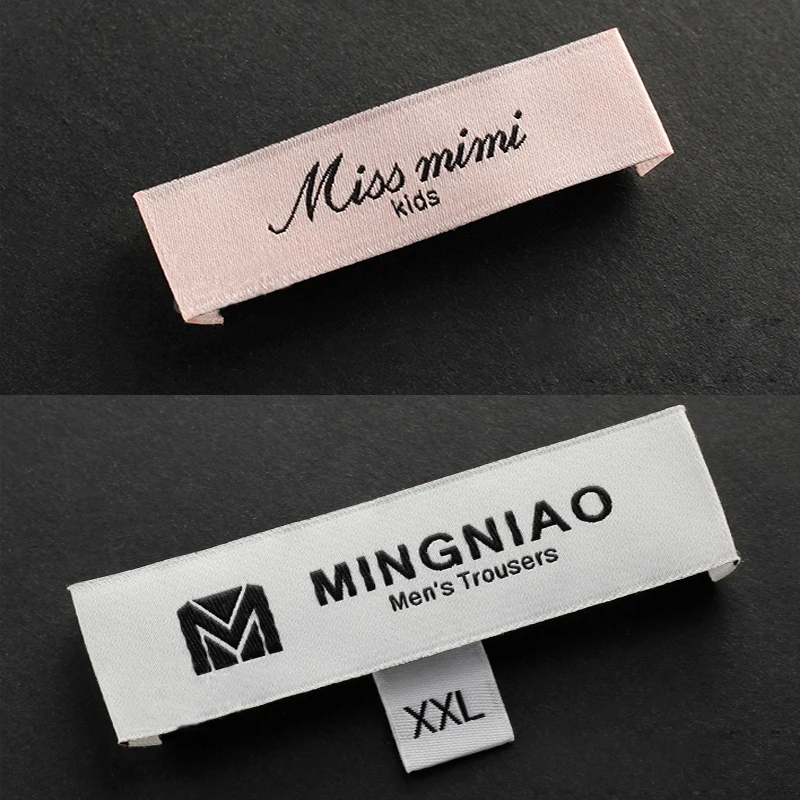 Customized Garment Labels/woven Labels Clothing Embroidered Tags LOGO With Cut Fold Custom Clothing HangTag Children's Clothing view 3