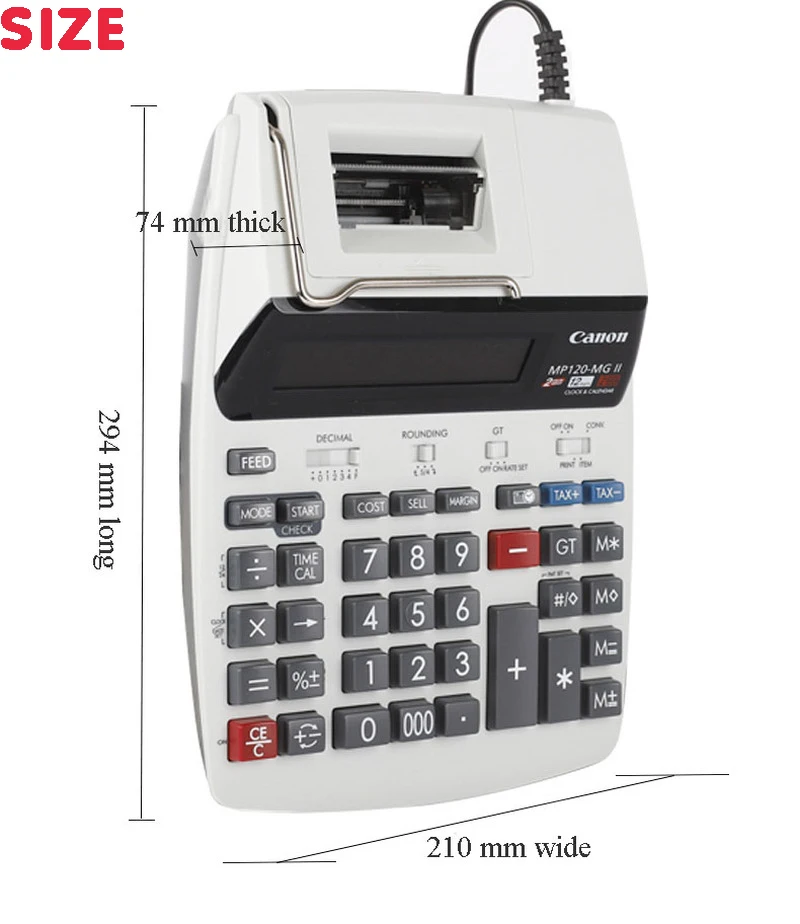 Calculator Mp120-mgii Large Desktop Plug-in Dual Color Print Computer 12Digits with Small Roll Test Paper Lcd Display Calculator