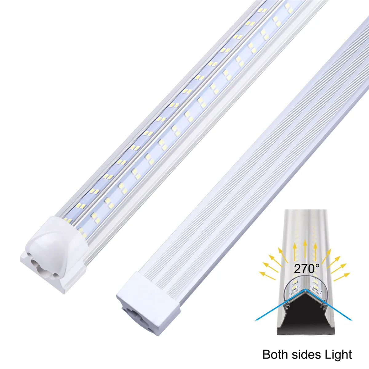 8ft Double Side 4 Rows 120W LED Tube Light Shop Light V-shaped Integrate T8 LED Tube integrated Cooler Door Stock In US