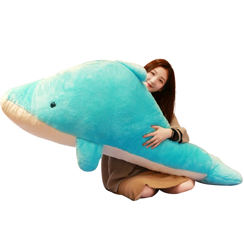 Dorimytrader 200cm Huge Lovely Soft Dolphin Stuffed Pillow 79'' Cartoon Sea Animals Plush Doll Toy Baby Present DY60595