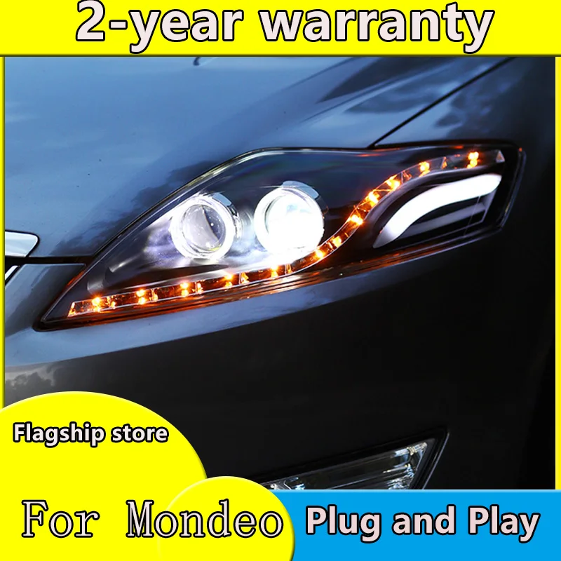 Car Styling For Ford Mondeo LED Headlight New Mondeo 2007-2012 DRL H7 D2H Hid Option Angel Eye Bi Xenon Beam car assembly