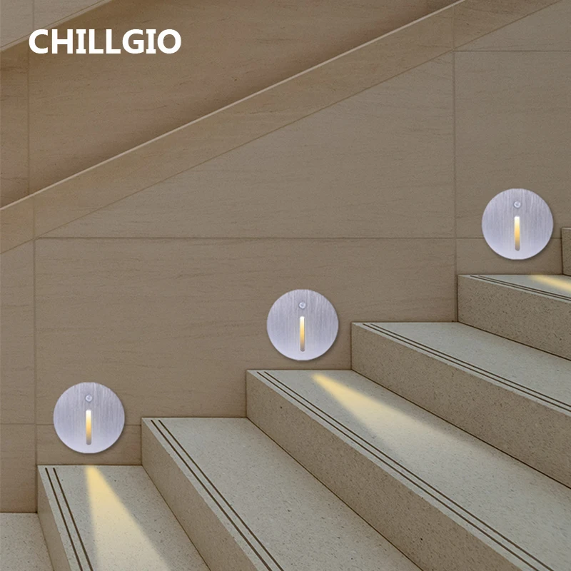 CHILLGIO sensore per interni Led scale Light Step impermeabile incasso interno nell\'illuminazione del piede lampade da parete per esterni per la