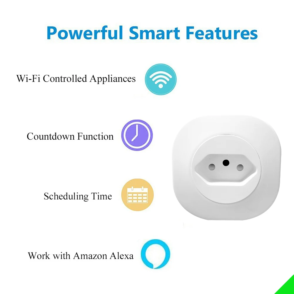 Brazil Smart WIFI Socket BR Plug Wireless Outlet 16A Smart Timing Plug Works With Alexa Google