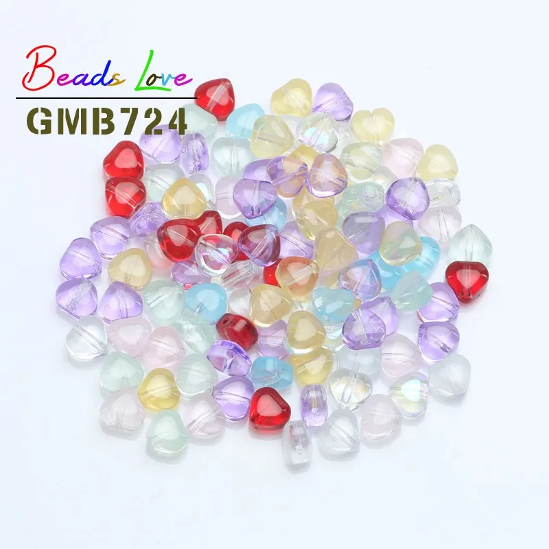 6*6mm Multicolor Love Heart Lampwork Beads Czech Glass Loose Spacer Beads for Jewelry Making Hairpin Handmade Diy Accessories