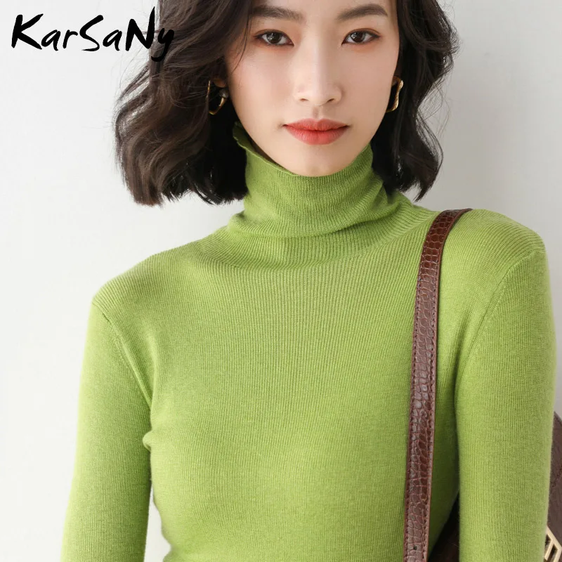 Ladies Turtleneck Sweater Autumn Winter 2021 Knitted Tops Basic Pullovers Women Sweaters Female Women\'s Jumper Turtleneck Top