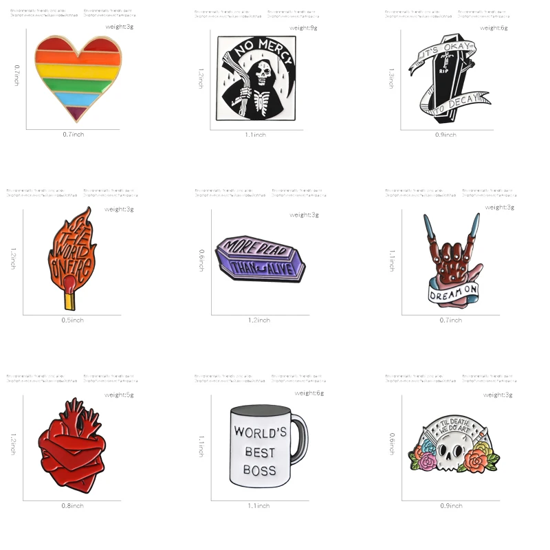 Épingles en émail pour sac, broches punk rock, lune, faucheuse, modules, cœur, amour, badges, cadeaux pour amis, bijoux, vente en gros