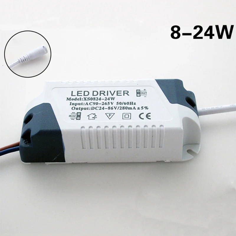 adaptador led driver para luzes led transformadores de iluminacao fonte de alimentacao 280ma 8w 12w 15w 18w 24w 90265v 01