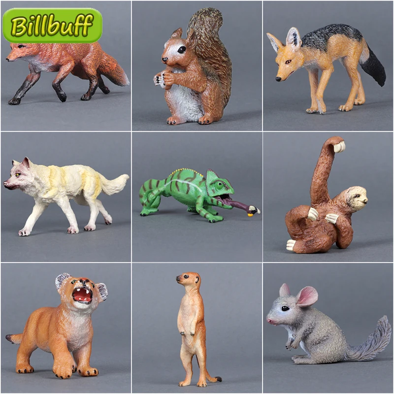 Simulation Wild Animals Zoo Wolf Monkey Fox Chameleon Pangolin Squirrel Chinchilla Donkey Sloth Model  Figures ​Educational toys