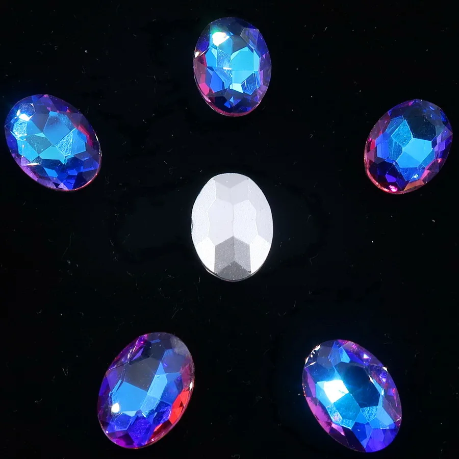 Glas-Kristall-Ovalform 10*14 13*18mm Regenbogen & Jelly Candy AB Farben Spitze Rückseite zum Aufkleben Strass-Perlen Applikation DIY-Besatz – Detail 5