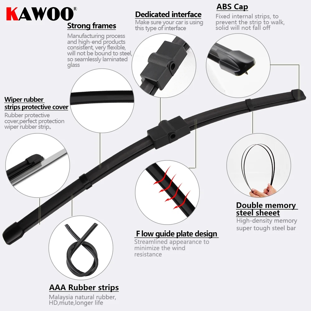 KAWOO 2pcs Car Wiper Blade 26