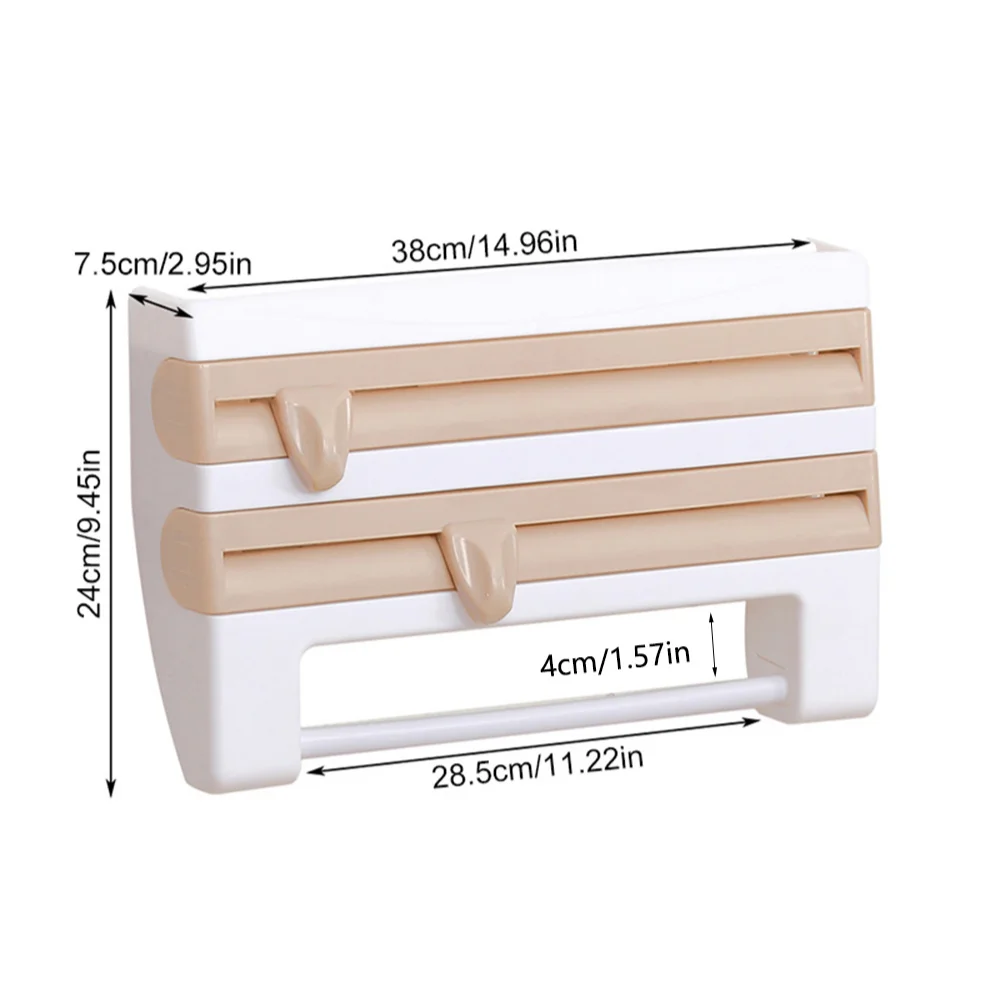 Wall-Mounted Aluminum Foil Paper Towel Sauce Bottle Rack 4 In 1 Cling Film Cutting  Multifunctional Kitchen Storage