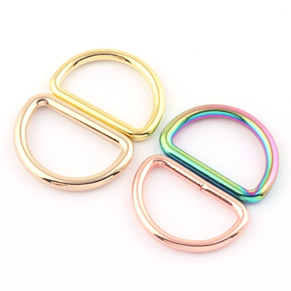 25mm Rainbow D Rings slide adjuster buckle,Metal D ring Belt strap Buckle,bag purse webbing clasp Handbag leather Hardware 10pcs