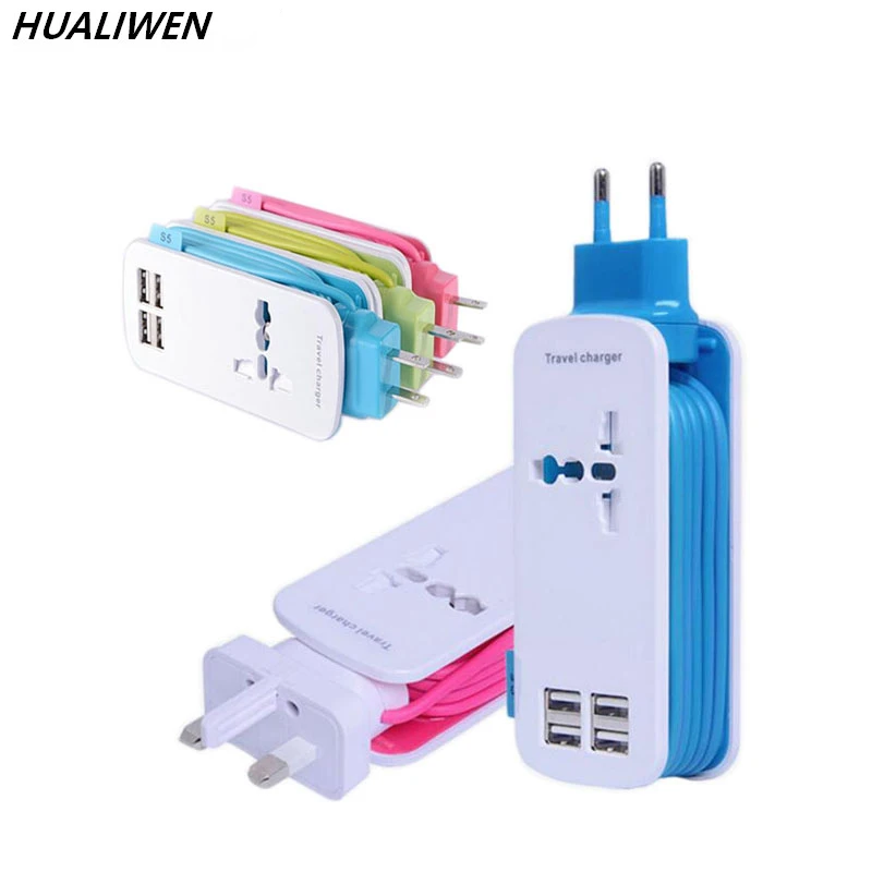 SZG 4.2A 4Usb Charge Head Travel Multi-port Usb Charger US EU UK Plug Travel AC Power Adapter  Smart  Charger For Cell Phone