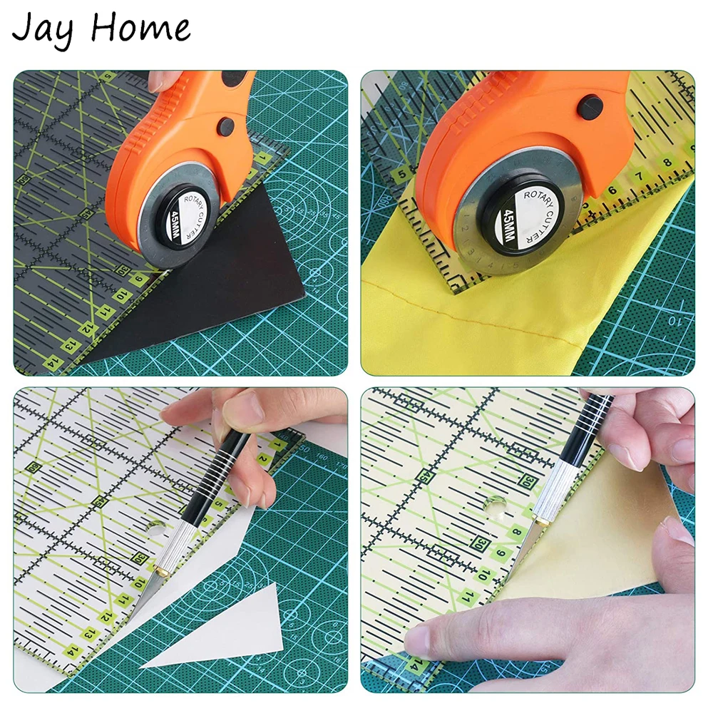 Rotary Cutter Kit with Cutting Mat Patchwork Ruler Carving knife Scissors Sewing Clips for Quilting Leather Sewing Accessories