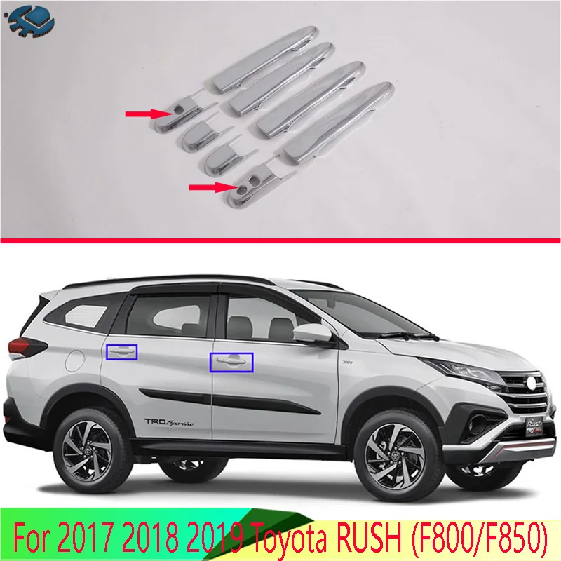 For 2017-2022 2018 2019 Toyota RUSH (F800/F850) Carbon Fiber Style Door Handle Cover With Smart Key Hole Catch Cap Trim Molding