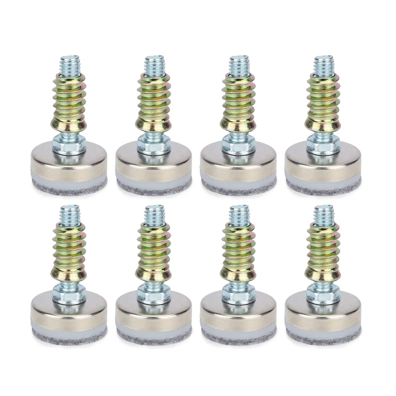 8Pcs Furniture Levelers Adjustable Leveling Legs for Tables Chairs Cabinets M10 X 35mm Diameter Base with Felt Pads