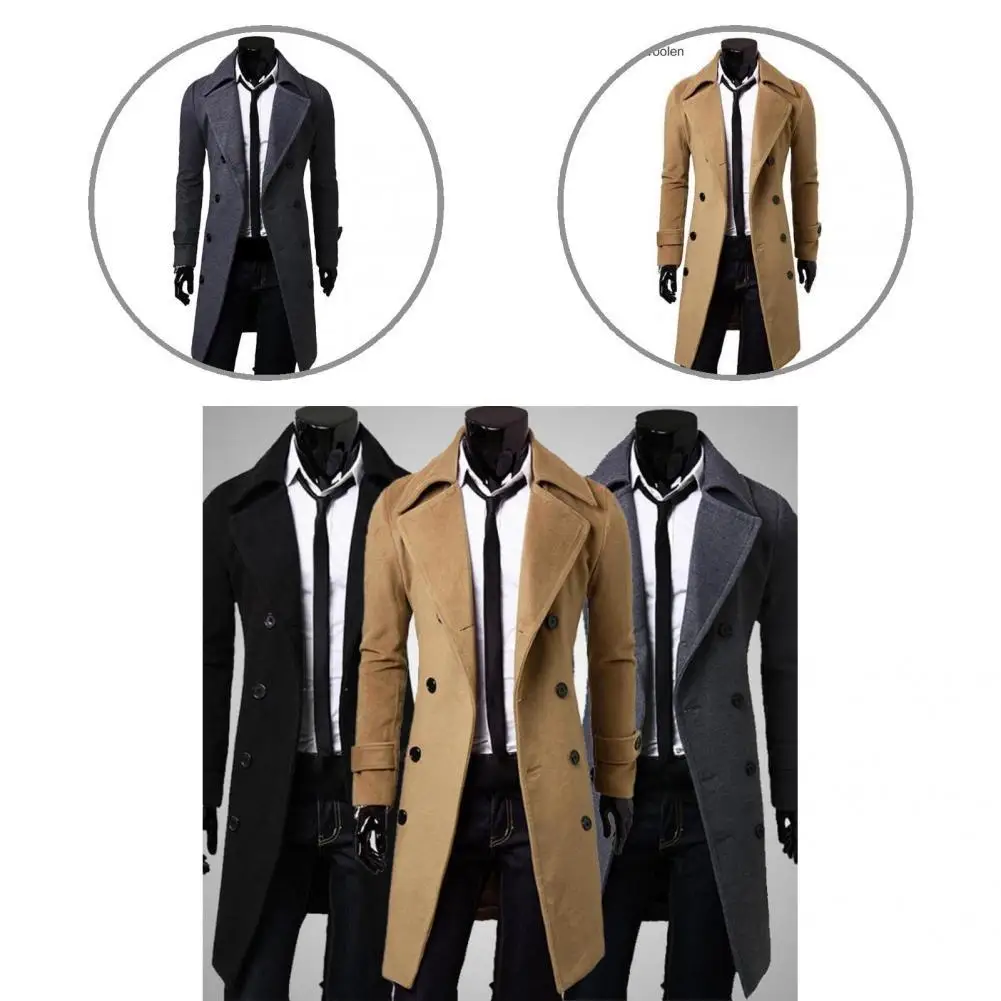 

Temperament Simple Coldproof Thick Trench Coat Autumn Winter Long Trench Coat Long Sleeve for Business