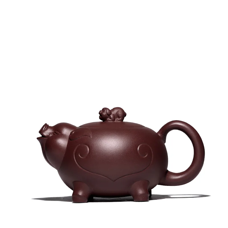 |True art yixing recommended pure manual teapot custom lettering male pot gift everything goes well with big pot of pig