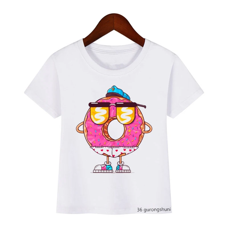 Fashion boys t-shirts cute donut dessert cartoon print baby tshirt summer aesthetic girls t shirts cute kids clothes tees tops