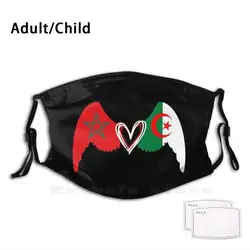 Morocco Algeria Print Washable Filter Anti Dust Mouth Mask Morocco Algeria Algerian Dz Khawa Maghreb Flag Baby Bebea Algerian