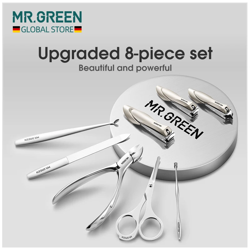 MR.GREEN Manicure Set kit professional Top-Grade Full Grain Cow Leather Packaging Nail Clipper Kits Perfect Gift Friends Family