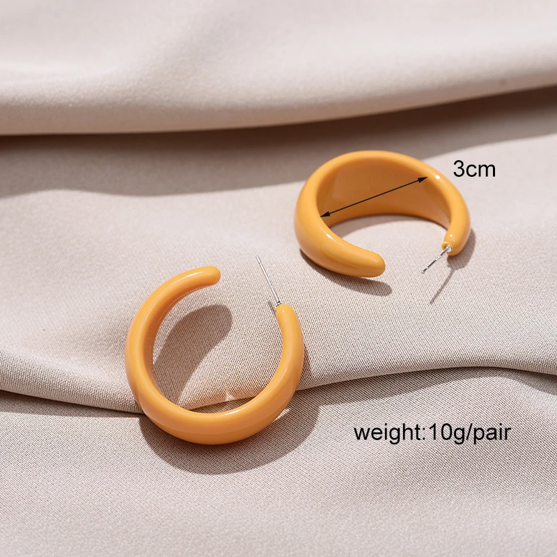 Fashion Vintage Acrylic C Shaped Hoop Earrings For Women Geometric Big Statement Female Earrings Korean Trendy Stud Jewelry Gift