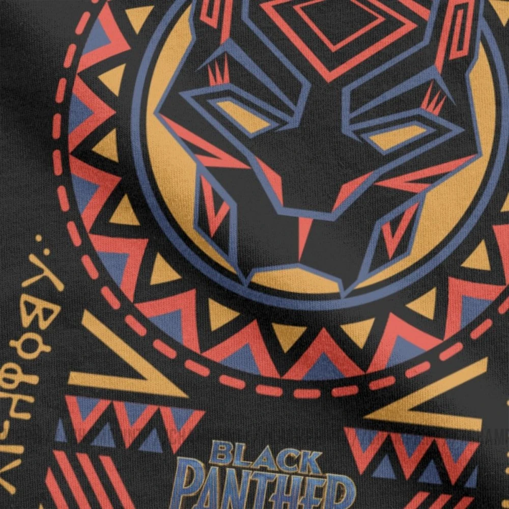 Black Panther Head Tribal Pattern African tribal totem T Shirt for Men 100% Cotton Tee Short Sleeve Clothes Plus Size