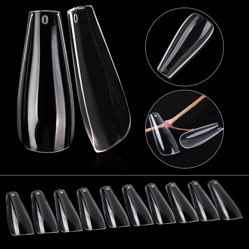 

600pcs New Ballet Long False Nail Fully Attached Ballet FalsecsNail Coffin Armor Invisible Nails Nail Art Manicure Tool