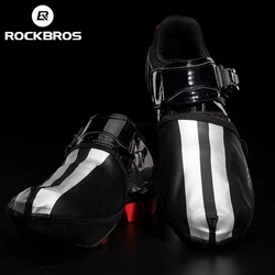 ROCKBROS Waterproof Cycling Shoe Covers Men Women Shoelaces Overshoes PU Leather Wear-resistant Shoe Cover For MTB Road Bike