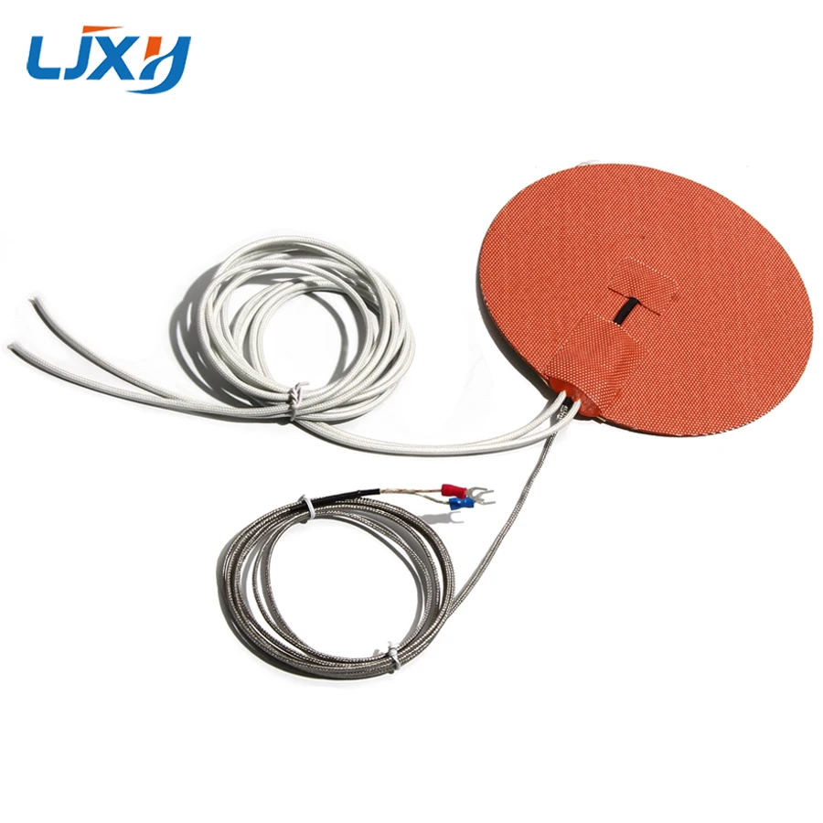 LJXH 180~350mm Diameter Wire-wound Silicone Rubber Coated Fiberglass Heater Pad 3M Self-adhesive Heater with K-type Thermocouple