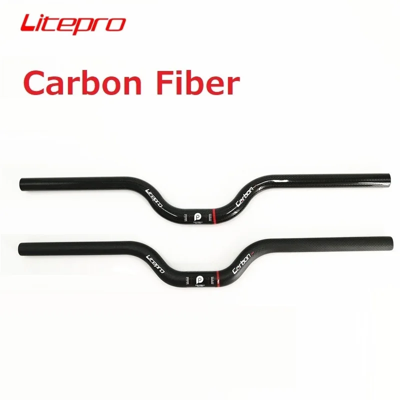 Litepro dla Brompton kierownica z włókna węglowego 25.4mm * 580mm matowy/czarny błyszczący BMX 412 rower składany kierownica w kształcie jaskółki