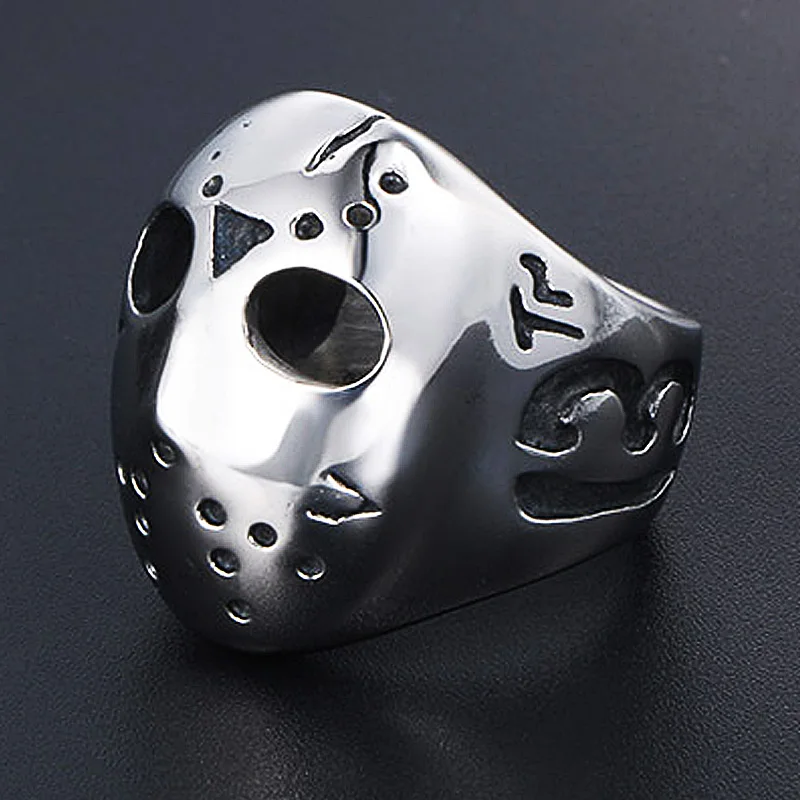 Newest Black Friday Killer Jason Mask Ring Men\'s Stainless Steel Punk Ring Male Hip Hop Biker Jewelry Creativity Gift Wholesale