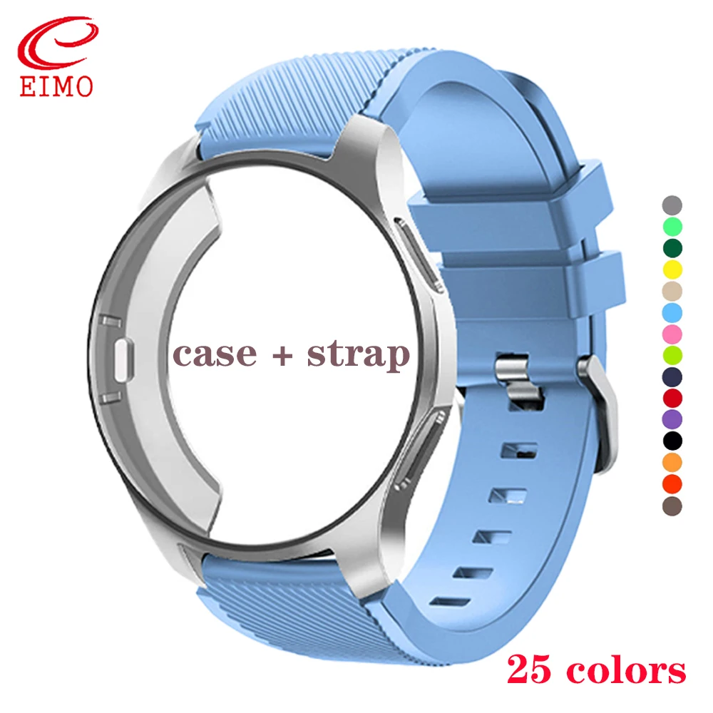 Case+strap For Samsung Galaxy watch 46mm/42mm Frontier S2 Gear S3 silicone Sports watchband+TPU Protector case smartwatch band