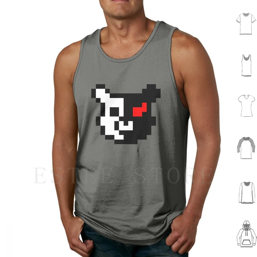 Pixel Monokuma Tank Tops Vest Sleeveless Danganronpa Dangan Ronpa Monokuma