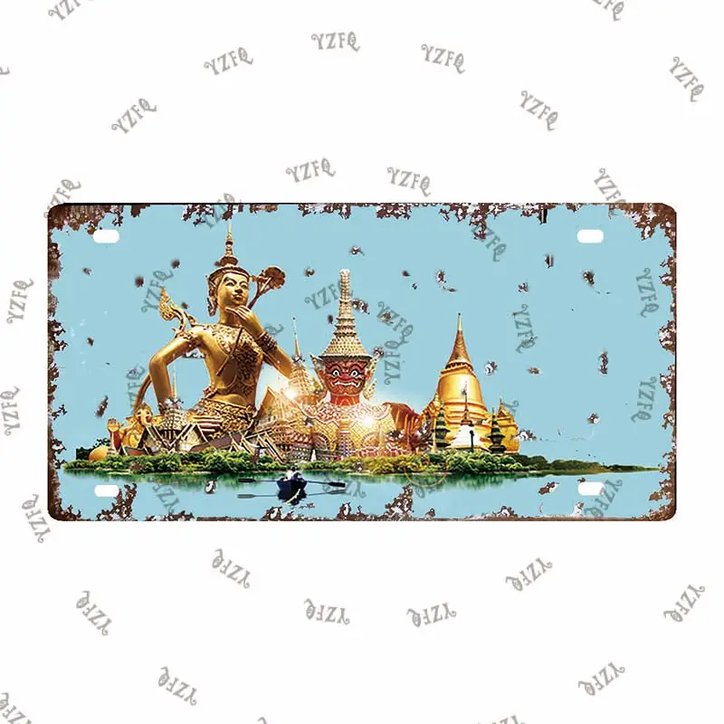 6x12imch Vintage Thailand Travel Poster Plaque Sign Metal Plate Souvenir  Wall Art Shop Restaurant Craft Home Decor DC-0314A