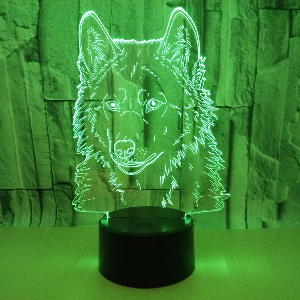 Wolf 3D Visual Lamp Animal Nightlight Touch Sensor Child Kids Baby Gifts Abstract Acrylic Lamparas USB LED Illusion