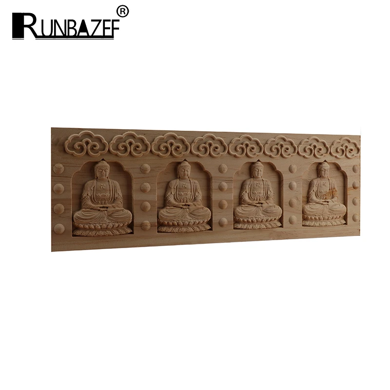 RUNBAZEF statua di Buddha Ornamentale Moderno Antico Legno Linee di Intagliare Adesivo Lungo Fiore Di Legno Angolo Finestra Porte Vendita Calda NUOVO