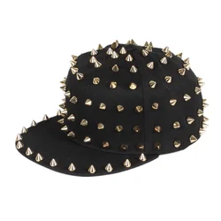 Wholesale European and American Punk Style custom men's recycled material Rivet fashion metal brim rebound hats