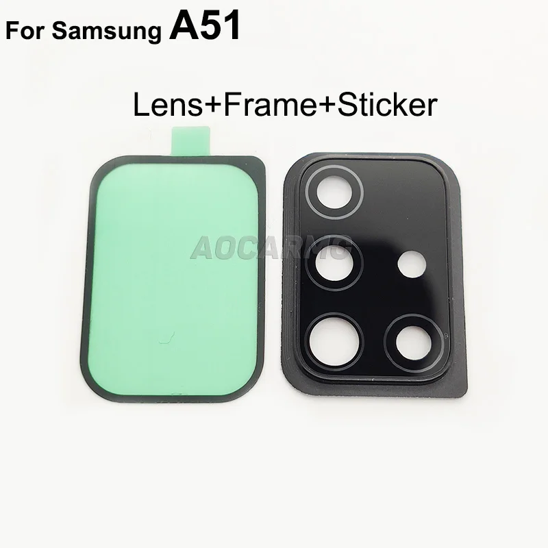 Aocarmo Back Rear Camera Lens Glass With Frame Holder Ring Adhesive Sticker For Samsung Galaxy A51 A71 SM-A7160 SM-A5160