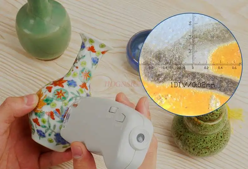 Diamond Waist Size Jewelry Antique Appraisal Magnifier 100 Times With LED Light Scale Clear Jade Calligraphy Microscope