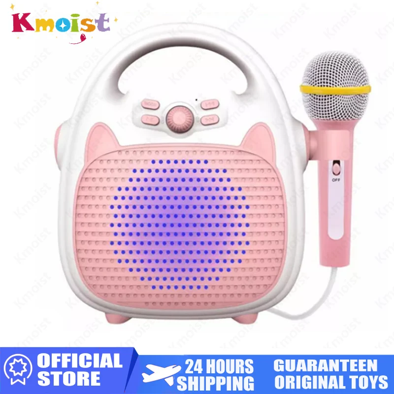 Kids 'Music Player Brinquedos, Dia das Crianças Kraoke Singing Machine, Bluetooth Speaker, Luzes LED de festa, Suporte TF Cartão