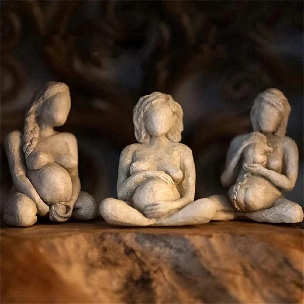 3 Birthing Woman Sculpture Ornaments Baby Trilogy Great Mother Goddess Gift for Midwife Newborn Resin Crafts 3D Home Decoration