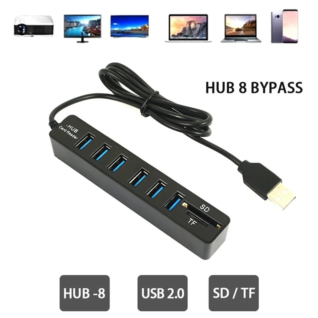 متعدد العالمي USB 2.0 محور USB الخائن عالية السرعة 3/6 منافذ 2.0 هاب TF قارئ بطاقة SD الكل في واحد لأجهزة الكمبيوتر اكسسوارات الكمبيوتر