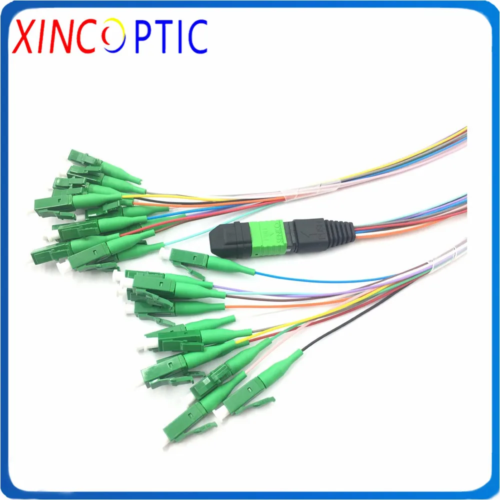 24Core MPO(F) to 24LC/ST/FC/SCAPC 10G SM Harness Fan-out Fiber Optic Cable,24C 0.5/1M APC Female Standard Loss Fibre Pigtail