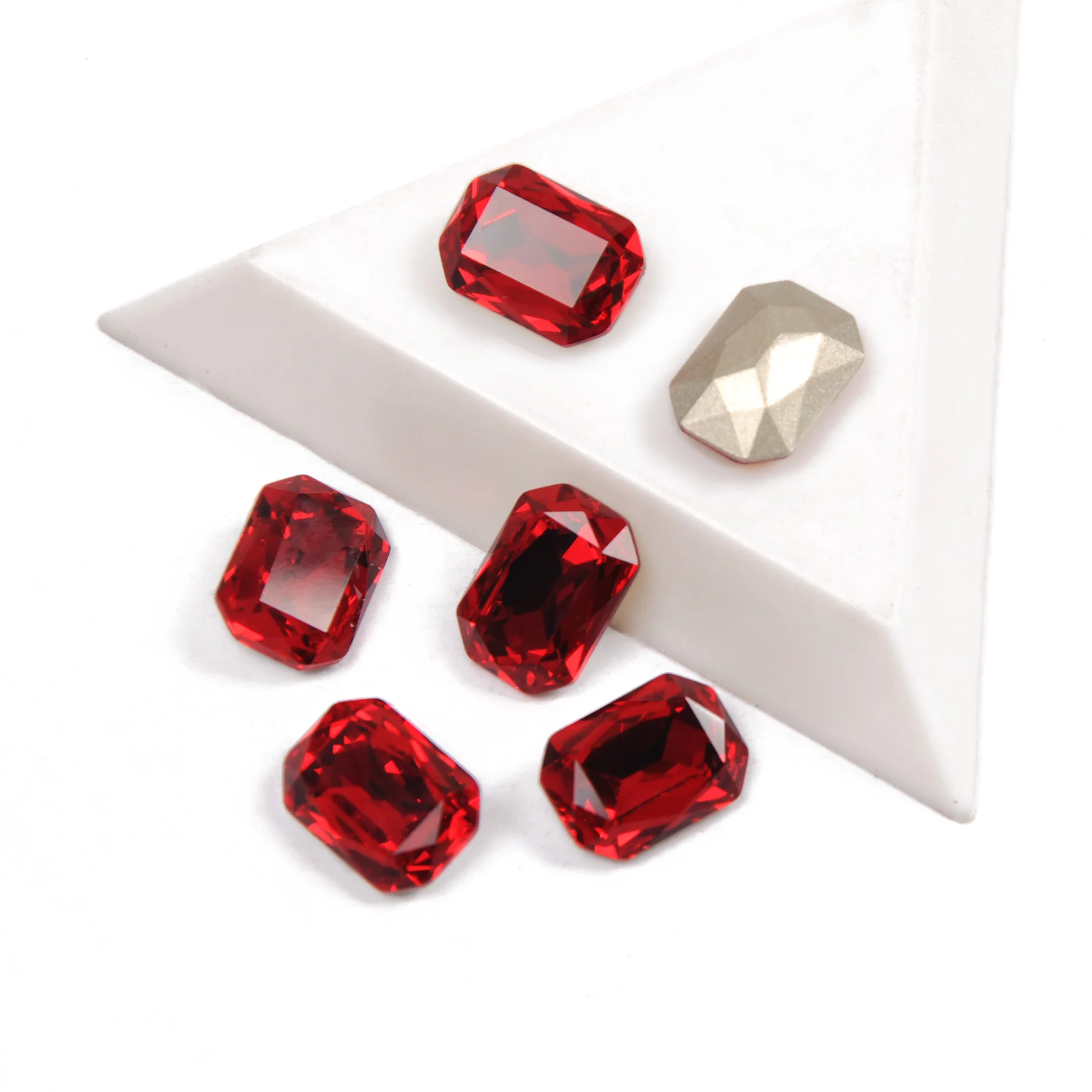 Crystal Siam Red Glass Octagon Shape Sewing Rhinestones sandals Point Back Carft DIY Clothing Wedding Dress Jewelry Decoration