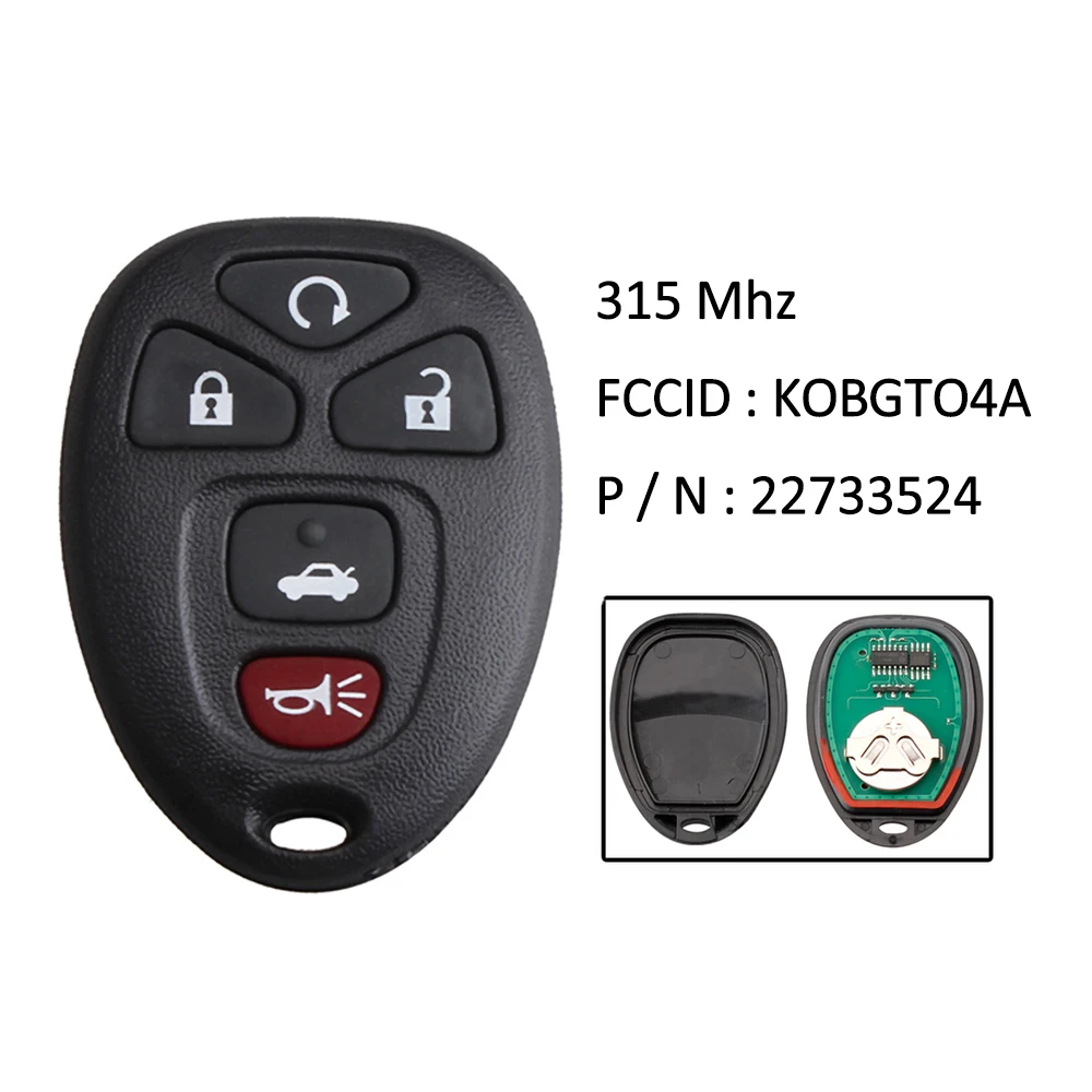 5 pulsanti Keyless Entry Remote per Chevy Cobalt Malibu Buick Allure Lacrosse Pontiac G5 G6 Grand Prix Solstice/Saturn Aura Sky