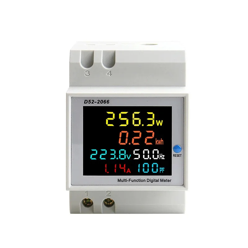 6IN1 Display Smart Meter Din Rail AC Monitor Voltage Current Power Factor Active KWH Electric Energy Frequency Meter